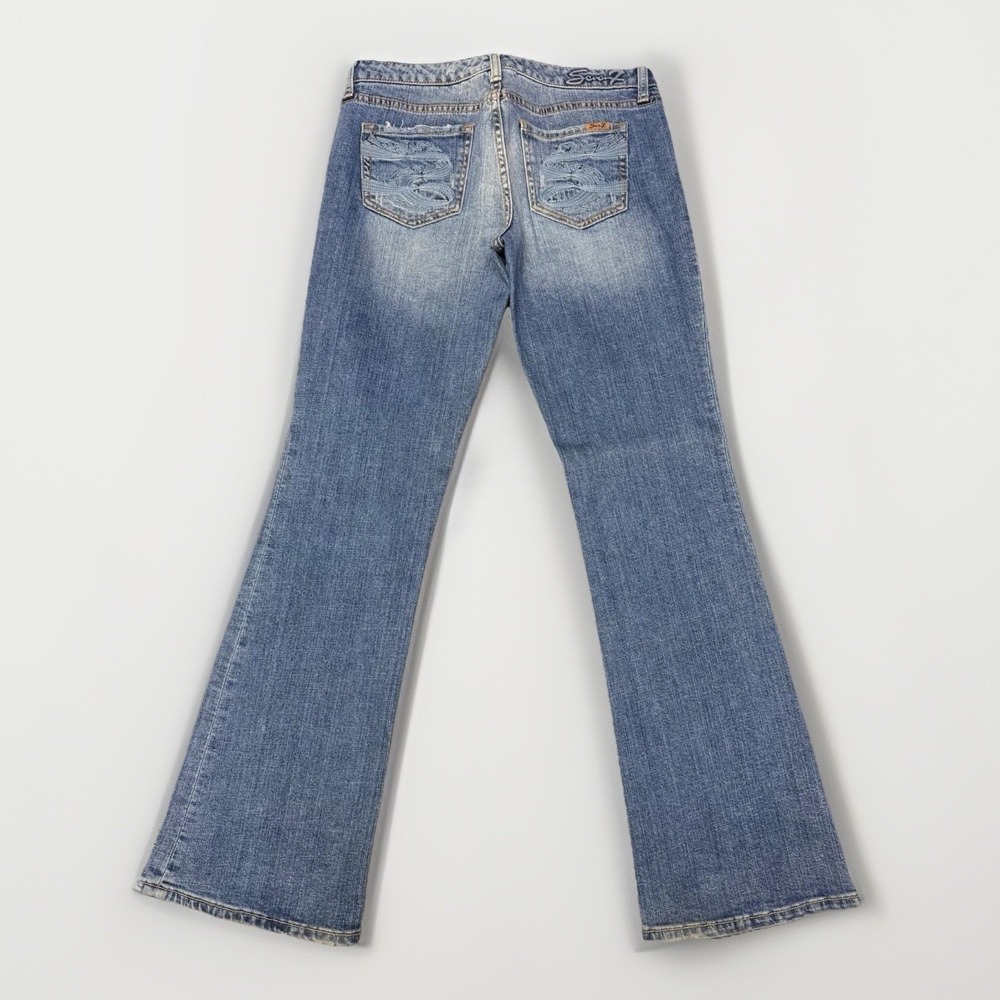 7 Seven Jeans Flare Wide Leg Women 30x32 Low Rise Tribal Embroidered Back Pocket